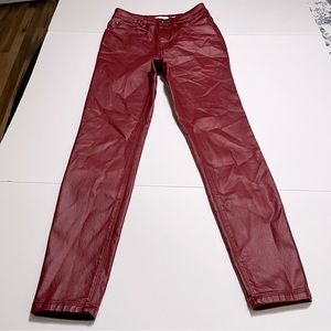 A loves A Womens Size 26 Red Merlot High Rise Ankle Skinny Coated Denim Pant NEW